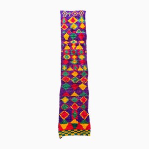 Tappeto Boho Hallway in cotone viola, marocchino, anni '80