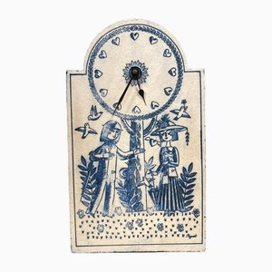 Horloge Murale en Grès par Roger Capron, 1980
