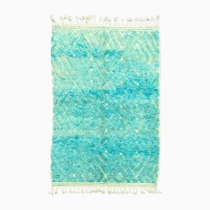 Modern Blue-Green Gemstone Moroccan Berber Wool Rug
