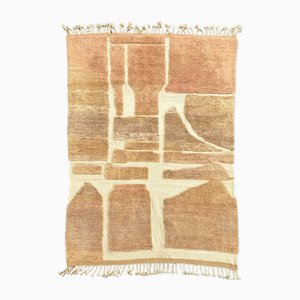 Modern Beige and Brown Moroccan Beni Ouarain Rug