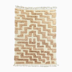 Modern Beige and Brown Moroccan Beni Ouarain Rug