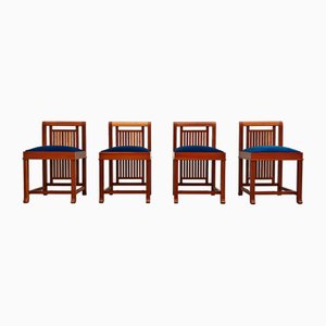 Blaue Samtstühle Mod. Coonley von Frank Lloyd Wright für Cassina, 1989, 4er Set