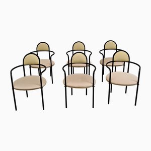Poltrone Bieffeplast in cotone con braccioli, anni '80, set di 6