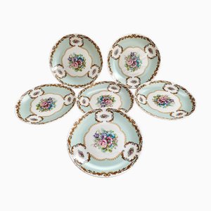Platos de postre bávaros vintage de porcelana con decoración floral de Seltmann Weiden, años 60. Juego de 6