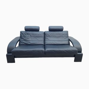 Canapé en Cuir Noir par Nelo Kroken pour Nelo Möbel, 1974