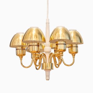 Mid-Century Scandinavian 6-Arm Brass Chandelier Model T 526/M by Hans-Agne Jakobsson for Hans-Agne Jakobsson Ab Markaryd, Sweden, 1960s