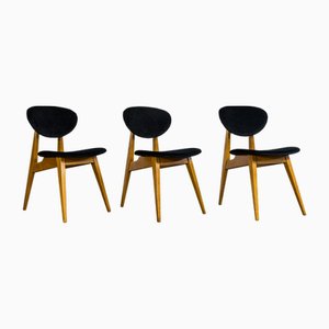 Black Dining Chairs by Juliusz Kędziorek, 1960s, Set of 3