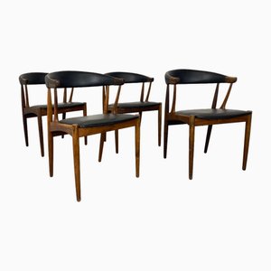 Sedie vintage in palissandro e similpelle di Johannes Andersen per Broderna Andersen, anni '60, set di 4