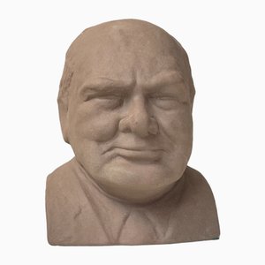 Vintage Winston Churchill Bank Bust in Ceramic from Søholm, 1979