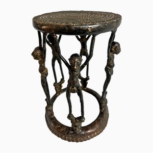 Vintage Bronze Tikar Stool, 1960s