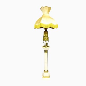Marmorsäule mit Messinglampe, 1880er