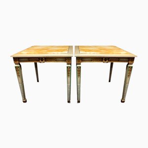 Marble Topped Side Tables, Set of 2