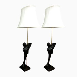 Große ebonisierte Lampen, 2er Set