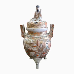 Huge Japanese Satsuma Koro & Cover c.1880