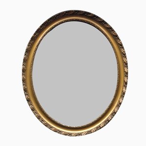 Edwardian Oval Gilt Mirror with Oak Leaf Detailing