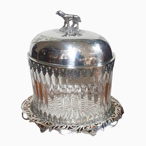Antikes Biskuitfass aus Silber mit Tellern