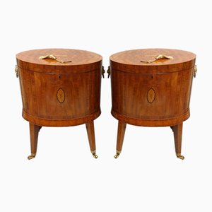 Vintage Satinwood Weinkühler mit Intarsien, 2 . Set