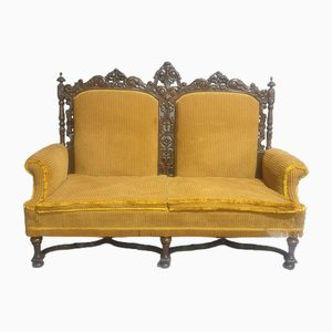 Antique Carved Walnut Sofa