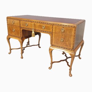 Vintage Schreibtisch aus Nussholz mit Intarsien