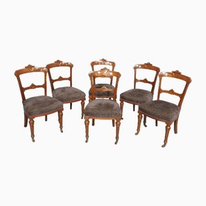 Englische Vintage Esszimmerstühle aus Nussholz, 6 . Set
