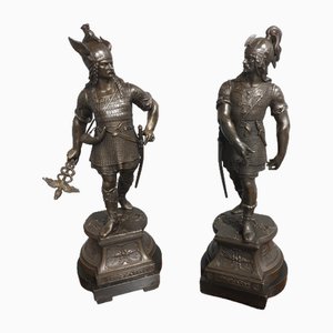 Große Vintage Spelter Figuren, 2er Set
