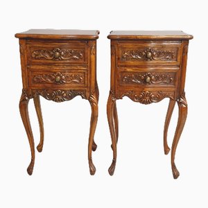 Französische Vintage Nachttische aus Mahagoni, 2er Set