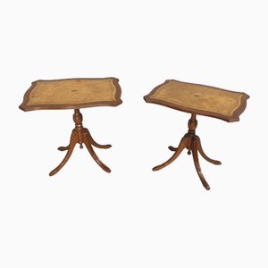 Tische aus Leder & Mahagoni, 2er Set