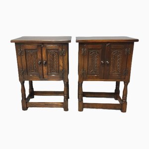 Oak Bedside Cabinets, Set of 2