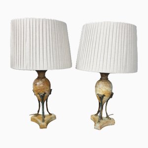 Französische Alabaster Tischlampen, 2er Set