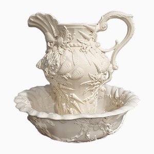 Krug und Schale aus Cremeware, 1920er, 2er Set