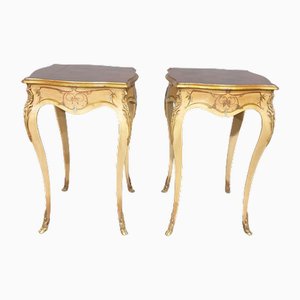 French Painted Lamp Side Tables, Set of 2