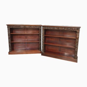 Offene verstellbare Bibliotheks-Bücherregale aus Mahagoni, 2 . Set