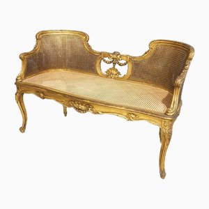 Französisches Vergoldetes 2-Sitzer Sofa mit Fenster