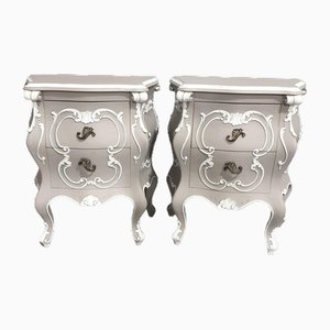 Rococo Bedside Lamp Chests of Drawers, Set of 2