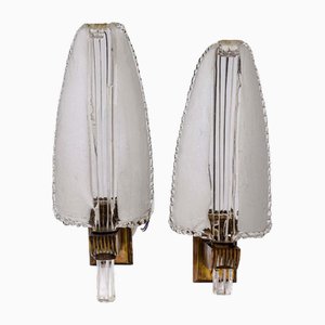 Feather-Shaped Wall Lights by Tomaso Buzzi for Venini, 1940s, Set of 2