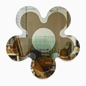 Large Flower Mirror from Cristal Art, Italy, 1970s