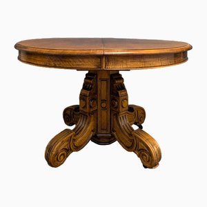 Walnut Pedestal Table with Extensions