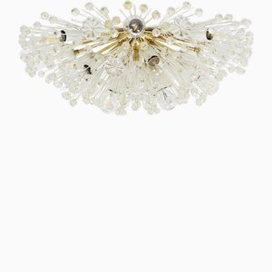 Lampada da soffitto Sputnik ovale in ottone attribuita a Emil Stejnar per Rupert Nikoll, anni '50