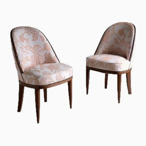 Set of Art Deco Mahogany Curved Back Chairs, France, 1920s