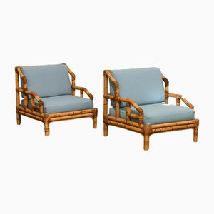 Set of Vivai Del Sud Armchairs in Rattan, Italy, 1970s