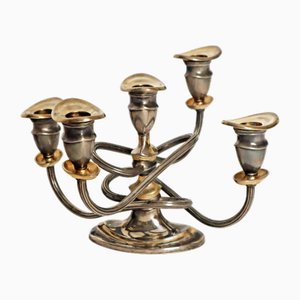 Art Nouveau Style Silver Candlestick