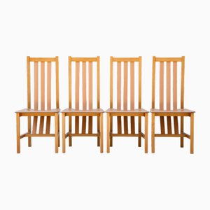 Stühle aus Holz & Leder von Bross Company, Italien, 1980er, 4er Set