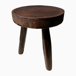 Low Small Hollow Upcycled Teak Tripod Stool