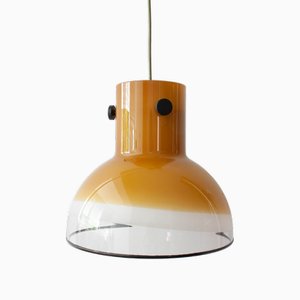 Lampada a sospensione in vetro marrone di Peill & Putzler, Germania, anni '70