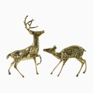 Cerf en Laiton, 1970s, Set de 2