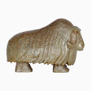 Skandinavischer Künstler, Große Yak Skulptur, 1950, Keramik