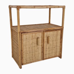 Italian Bamboo and Rattan Cabinet or Bedside Table, 1980s