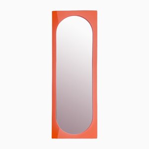 Large Space Age Plastic Mirror in Orange attributed to Anna Castelli for Kartell, 1980s