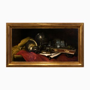 Salvatore Marinelli, Still Life with Renaissance Military Composition, Oil on Canvas, 1990s, Framed
