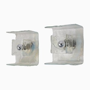 Lámparas de pared italianas de cristal de Murano atribuidas a Mazzega, años 70. Juego de 2